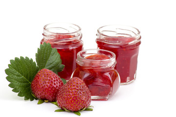 Strawberry jam with fresh strawberries
