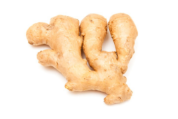 Root ginger isolated on a white studio background.