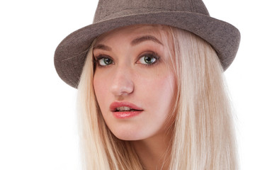 Portrait of cute blonde woman