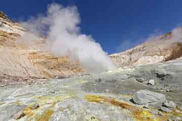 In crater of active volcano of Kamchatka