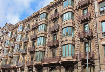 Building facade of great architectural interest in Barcelona