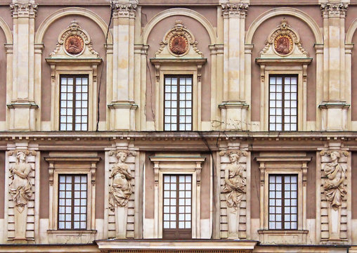 Windows of Stockholm Royal Palace (Kungliga slottet) in old town