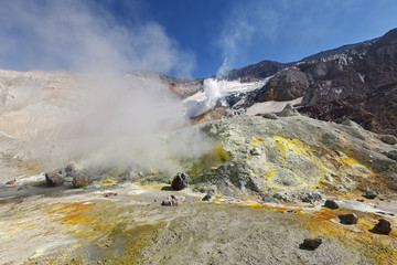In crater of active volcano of Kamchatka