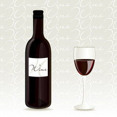 Red wine bottle and glass