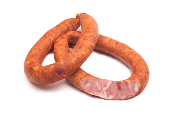 two rings of  smoked sousages with section