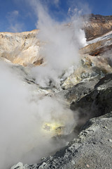In crater of active volcano of Kamchatka