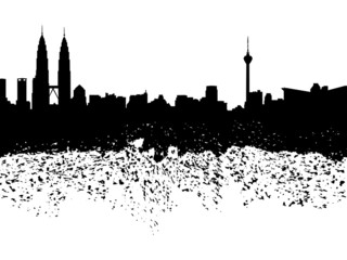 Kuala Lumpur skyline grunge silhouette illustration