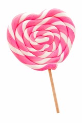 Heart shaped lollipop isolated on white