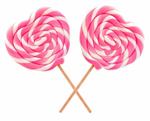 Two Valentines Day lollipops isolated on white
