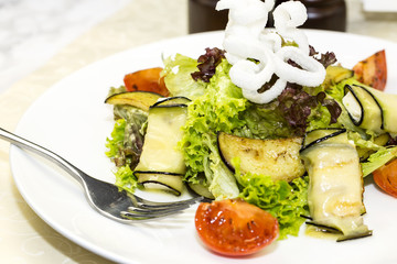 vegetable salad and cheese