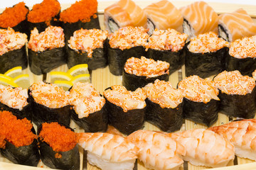 delicious seafood sushi at a Japanese restaurant