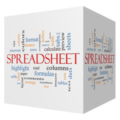 Spreadsheet 3D Cube Word Cloud Concept
