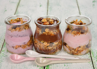 Dessert of yogurt and granola
