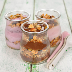 Dessert of yogurt and granola