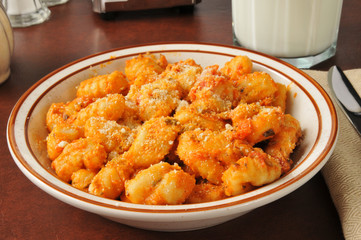 Bowl of gnocchi with parmesan cheese