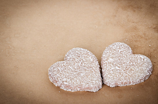 Cookies in the Shape of Heart at Valentine Day