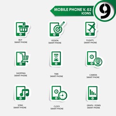 Mobile phone icons,Green version,vector