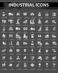 Industrial icon set,Black background version,vector