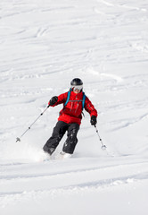 Fototapeta na wymiar Male skiing back country