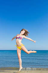 Fototapeta premium Happy Beautiful Woman Enjoying Summer Vacation