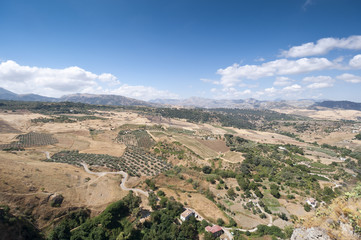 Fototapeta na wymiar Andalusian countryside from Ronda town, Malaga, Spain