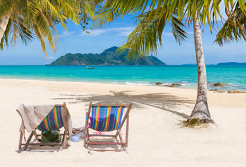Tropical beach with coconut tree