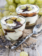 Dessert in a glass (Grapes and Chocolate)