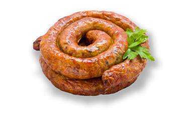 Home made meat  sausage .