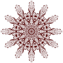 Decorative red flower with vintage round patterns..
