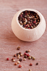 colorful Pepper on wooden tabel