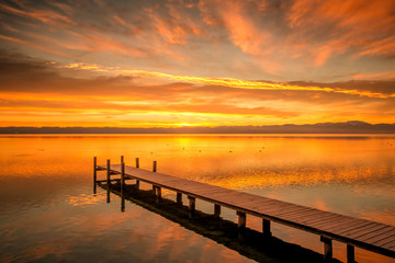 Fototapeta na wymiar Starnberg Lake in Germany Sunrise