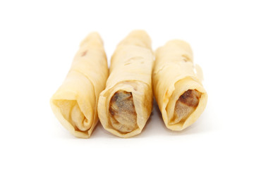 Spring rolls or popiah over white background