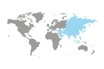 Fototapeta na wymiar Asien in Welt-Karte