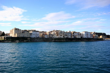 corfu island town and castle in the Mediterranean sea