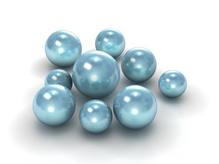 Blue pearls with clipping path