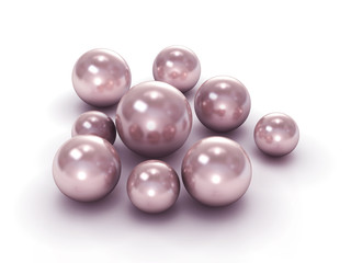 Pink pearls with clipping path