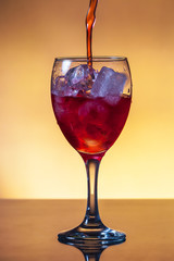 cranberry juice with ice cubes