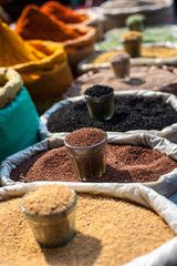 Indian colored spices at local market.