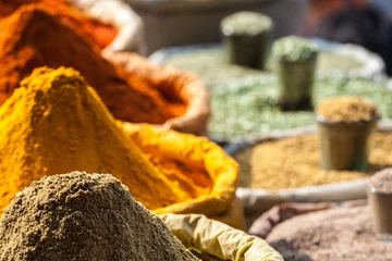 Fotobehang Indian colored spices at local market. © Curioso.Photography