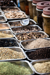 Indian colored spices at local market.