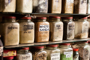 Composition of many different spices teas and herbs