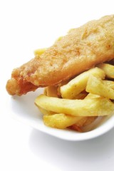traditional fish and chips in tray