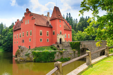 Naklejka premium Red water chateau Cervena Lhota in Southern Bohemia, Czech Repub