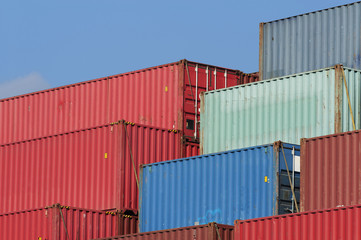 Fototapeta premium Stack of Cargo Containers