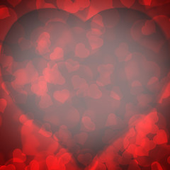 Red background blurred lights heart