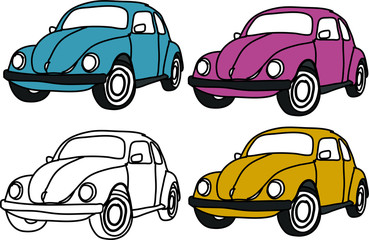 The classic car drawing vector