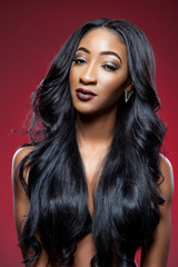 Black beauty with elegant curly hair