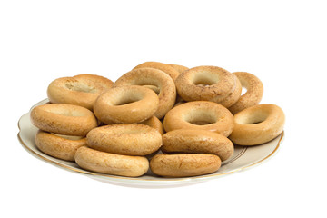 Bagels laid out on a plate