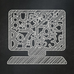Education concept: Computer Pc on chalkboard background