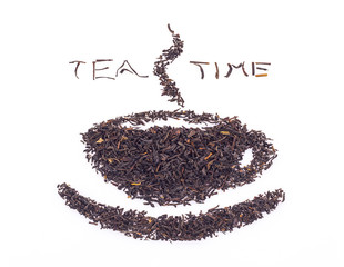 Dry black tea leaves